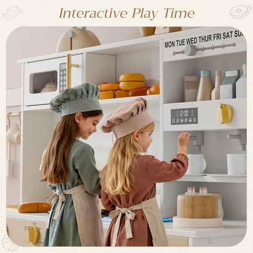 Vista 2 de Juego de cocina para niños, juego de cocina con 21 accesorios divertidos, juego de cocina de juguete con electrodomésticos realistas, almacenamiento