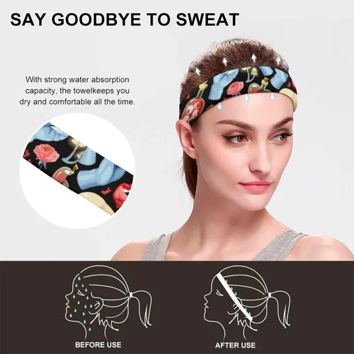 Vista 5 de Diademas de ejercicio, bandas para el sudor, turbante, bandas para el cabello, para mujeres, hombres, niñas, niños, yoga, entrenamiento, gimnasio