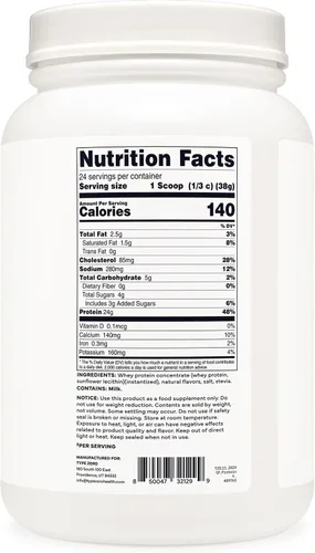 Vista 4 de Type Zero Polvo concentrado de proteína de suero alimentado con pasto (vainilla, 2 libras), sin gluten y sin OMG