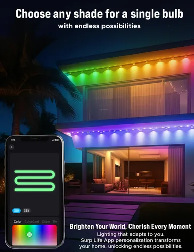 Vista 6 de EcoNour Luces LED RGB permanentes para exteriores de 50 pies Luces LED inteligentes impermeables para aleros con aplicación y control remoto
