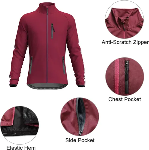 Vista 2 de Wulibike Cycling Jackets for Men, Reflective Running Jacket Men Winter Cycling Clothing Full Zip with Pocket