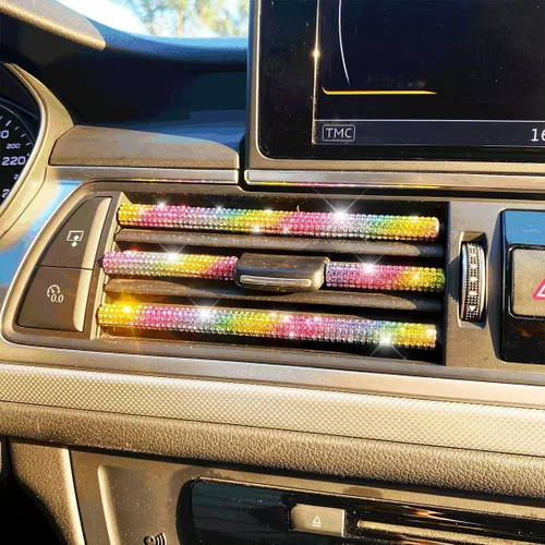 Vista 6 de Adorno de Rejilla de Ventilación Bling para Coche, 10 PCS Tiras Decorativas de Diamantes de Imitación Hechas a Mano para Todas las Salidas de Aire