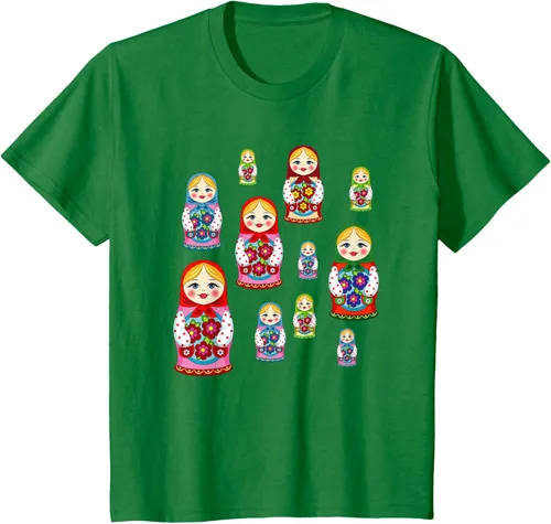 Vista 4 de Rusia - Camiseta de juguete retro para niños, diseño de muñecas rusas