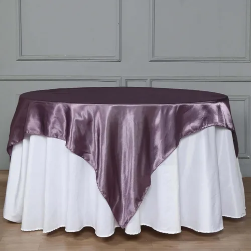 Vista 53 de Efavormart Paquete de 5 Sobremanteles Cuadrados de Satén de 60" para Decoraciones de Mesa de Bodas, Catering y Fiestas, Cubierta de Mantel Negro