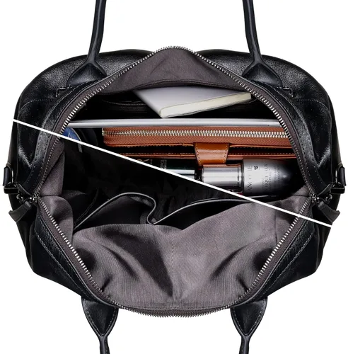Vista 7 de Iswee - Bolso de hombro de cuero genuino, bolso tote con diseño de morral, con asa superior, bolso de gran capacidad, bolso cruzado
