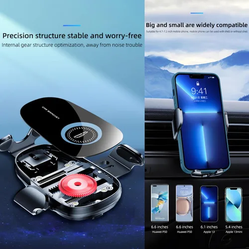 Vista 2 de Soporte universal para teléfono de automóvil, ajustable 360 grados para la ventilación de tu automóvil, soporte de teléfono con agarre mecánico