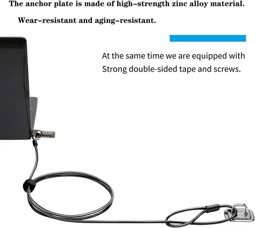 Vista 3 de Paquete de 3 placas de seguridad antirrobo autoadhesivas para cables para bloquear laptops, Mac Book, tabletas, iPad u otra computadora
