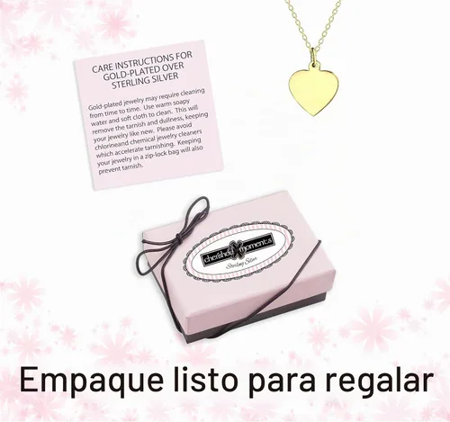 Vista 4 de Cherished Moments Collar de corazón, plata de ley 925 o chapado en oro de Corazón dorado (14 pulgadas)