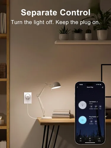 Vista 3 de Enchufe inteligente, ELELINK enchufe de salida Wi-Fi dual con control de voz, control remoto y función de temporizador, enchufes inteligentes