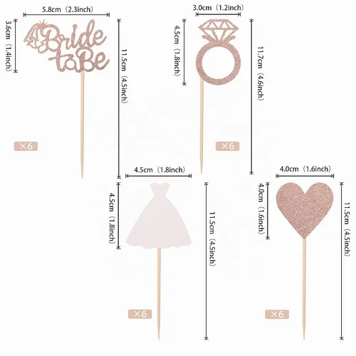 Vista 2 de 24 piezas de decoración para cupcakes con anillo de corazón, para despedida de soltera, bodas, compromisos, despedidas de soltera, suministros