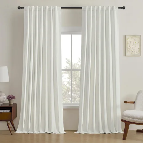 Vista 48 de Cortinas opacas de 54 pulgadas de largo para dormitorio, sala de estar, cortinas beige con aislamiento térmico, oscurecimiento de la habitación