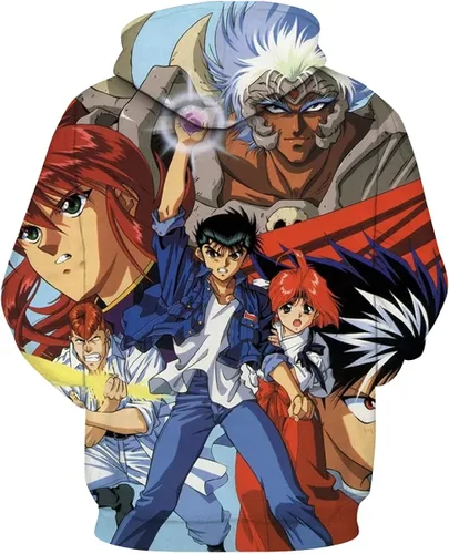 Vista 2 de Hisayhe Sudadera con capucha de manga larga con capucha de anime japonés Yu Yu Hakusho