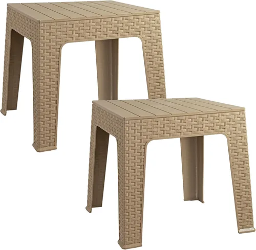 Vista 15 de Sunnydaze Adirondack - Mesa auxiliar pequeña para exteriores para elementos esenciales de balcón, mesa auxiliar cuadrada de plástico para patio