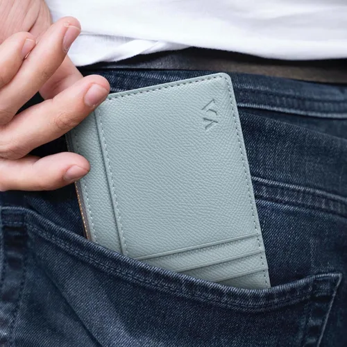 Vista 56 de Tarjetero delgado con bloqueo RFID, billetera de bolsillo pequeño, con cremallera Keychian para monedero, monedero y tarjetero para mujeres y hombres