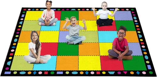 Vista 11 de Booooom Jackson Alfombra de aula grande y colorida con respaldo antideslizante, 9 x 12 pies, alfombra de asiento infantil para aula primaria
