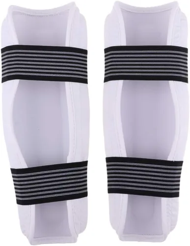 Vista 4 de DYNWAVE Espinillera profesional de artes marciales para artes marciales, karate, universal para hombres, mujeres y jóvenes, color blanco