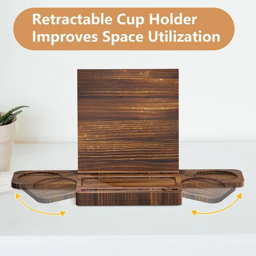 Vista 5 de Soporte triangular para libros, valet de lectura de rincón de libros de madera, soporte para libros con tazas, vasos y soporte para bolígrafo