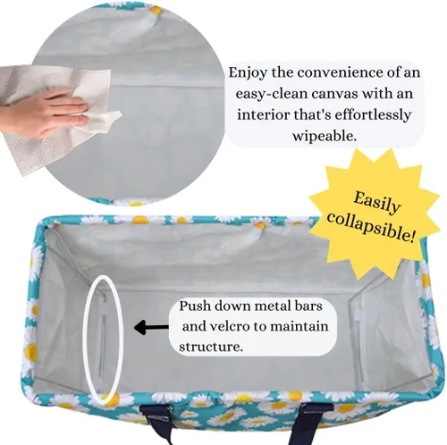 Vista 3 de NGIL Bolsa de comestibles reutilizable extra grande plegable de gran tamaño para comestibles, almacenamiento, picnic, playa, Estampado