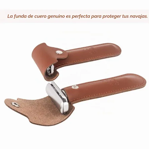 Vista 6 de River Lake RZ700 - Maquinilla de afeitar de seguridad clásica ajustable con mango largo (Razor con funda protectora y soporte)