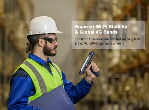 Vista 5 de Robusto 4G LTE Android escáner de código de barras pistola agarre portátil computadora móvil 5 "pantalla táctil con Honeywell N6603 1D 2D lector