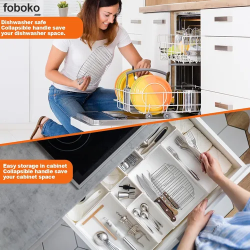 Vista 6 de Estante de vapor y asado para Ninja PossibleCooker MC1001, acero inoxidable 304, accesorios Ninja PossibleCooker, mango reversible y plegable.