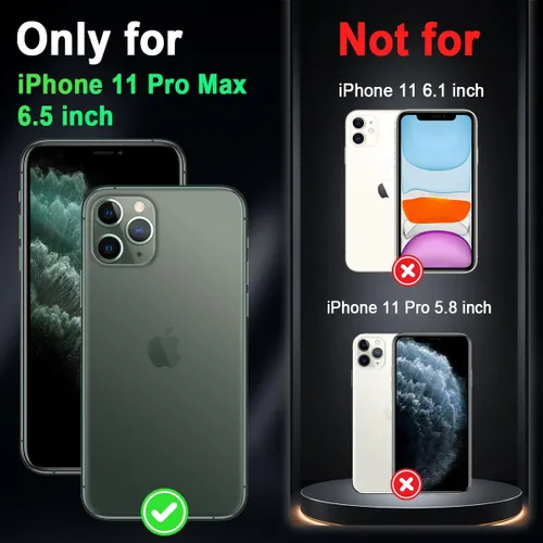 Vista 2 de Miqala Funda para iPhone 11 Pro Max, que brilla en la oscuridad, tres capas, resistente, a prueba de golpes, protección de cuerpo completo