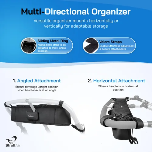 Vista 7 de Bolsa organizadora StrollAir, para colocar en un carrito de bebé, color negro