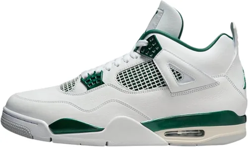 Vista 45 de Nike Jordan 4 Retro - Tenis para hombre, talla Beige/Rojo/Verde