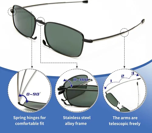 Vista 3 de Gafas plegables bloqueo de luz azul visión nocturna gafas de sol unisex con funda portátil