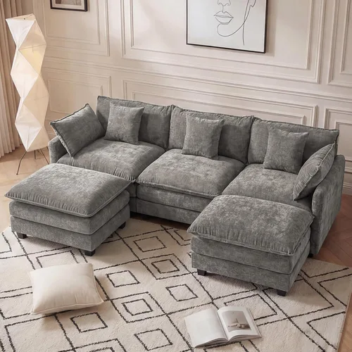 Vista 16 de Sofá modular modular de 102 pulgadas, sofá de nube de gran tamaño Gris