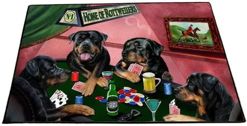 Vista 33 de Doggie of the Day Rottweiler Dogs Floor Mat - 4th of July Independence Day - Best Dog Doormat - Protector Decor - Unique Portrait Art - Premium