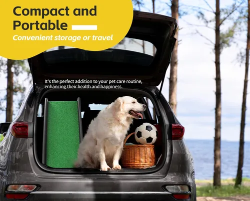 Vista 7 de PawStep 50894 - Rampa para mascotas con césped de polietileno, rampa plegable y portátil para perros, para automóviles, SUV y camiones, superficie