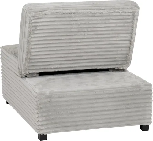 Vista 9 de Powell McCory - Sofá cama extensible tapizado de pana gris claro con almohada