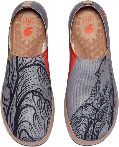 Vista 70 de UIN Zapatos de viaje para caminar para hombre, sin cordones, de lona, informales, ligeros, cómodos y modernos, diseño de perritos felices Ahhhhh