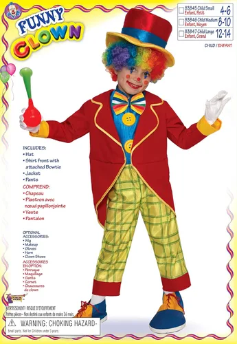 Vista 2 de Forum Novelties - Disfraz de payaso para niño, como se muestra, tamaño grande