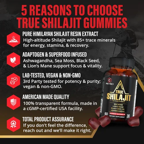 Vista 2 de Gomitas Shilajit naturales del Himalaya para hombres, fabricadas en Estados Unidos, verdadero oro puro shilajit del Himalaya para hombres, gomitas
