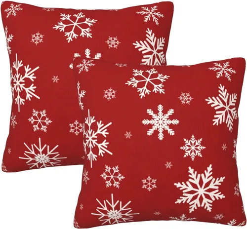 Vista 15 de Fundas de Almohada Flor de Pascua Dorada Copo de Nieve Navidad Xmas Juego de 2 Fundas de Almohadas Cuadradas Funda de Cojín Fundas de Almohadas
