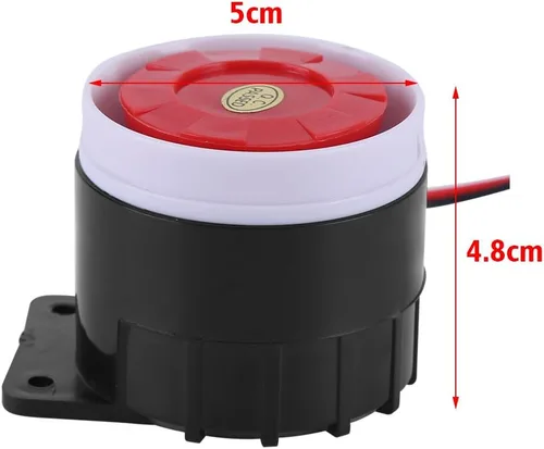 Vista 2 de Zerodis Bocina de alarma, sirena de alarma con cable de 12 V CC con sistema de alarma de sonido, 110 dB, rojo