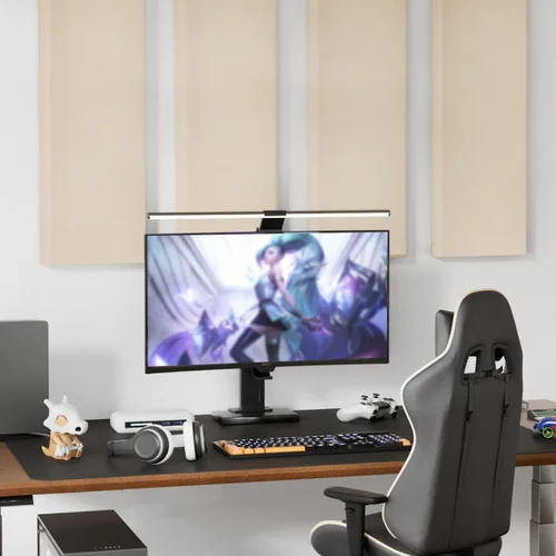 Vista 9 de TONOR 4 paneles acústicos grandes, 35.4″ × 11.8″ × 2.36″ panel de fibra de vidrio 3D a prueba de sonido con autoadhesivo completo, panel de pared