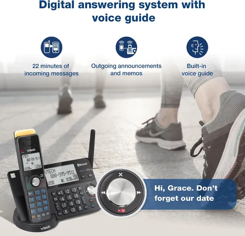 Vista 5 de VTech IS8128-11 - Teléfono inalámbrico DECT 6.0 de alcance superlargo para el hogar con contestador automático, alcance de hasta 2300 pies, bloqueo