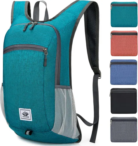 Vista 9 de Esup Mochila de senderismo ligera de 15L Mochila de viaje pequeña plegable Mochila de camping plegable para mujeres y hombres (negro)
