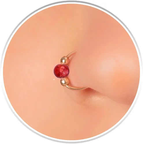 Vista 10 de 20g Gold Nose Rings + 3mm Opals
