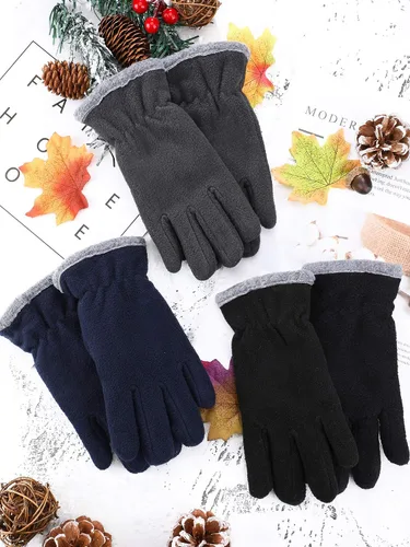 Vista 7 de SATINIOR 3 pares de guantes de forro polar para niños, guantes de invierno, guantes gruesos con forro cálido para niños y niñas