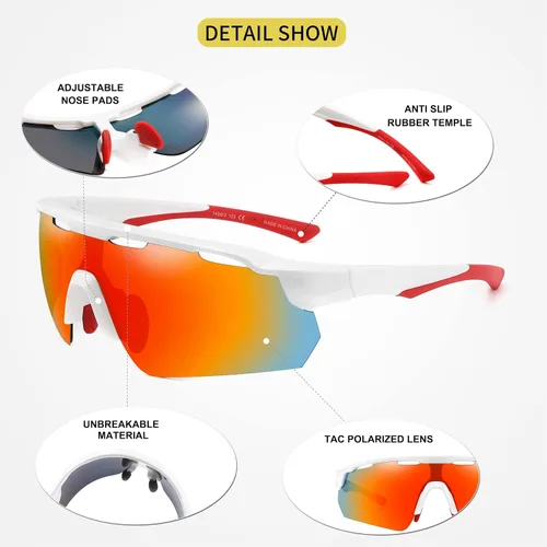 Vista 7 de AUCIP Gafas de sol deportivas para hombres y mujeres para béisbol ciclismo pesca golf ciclismo al aire libre con protección UV polarizada