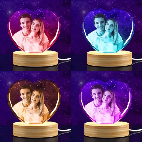 Vista 5 de Foto de cristal 3D, regalos únicos personalizados con tu propia foto para él/ella, mamá, papá, mujeres, hombres, imagen grabada con láser 3D, imagen