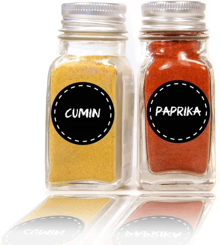 Vista 7 de Lovable Labels Etiquetas para tarros de especias de pizarra – 200 preimpresas + 25 calcomanías en blanco para escribir aptas para lavavajillas e