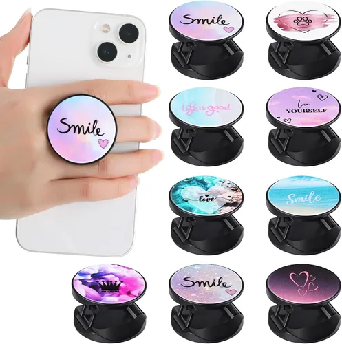 Vista 9 de Honoson 9 Piezas Soporte de Agarre para Teléfono Celular Soporte Plegable Colorido Autoadhesivo Anillo para Dedos de Sublimación para Teléfono