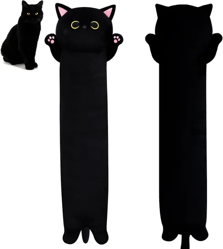 Vista 7 de Almohada de felpa de gato de 22.5 pulgadas de largo, animal de peluche de gato largo, almohada gigante para abrazar para niños y adultos, peluche