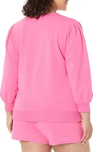 Vista 5 de The Drop Leona - Sudadera de rizo francés de manga corta abombada con cuello redondo para mujer