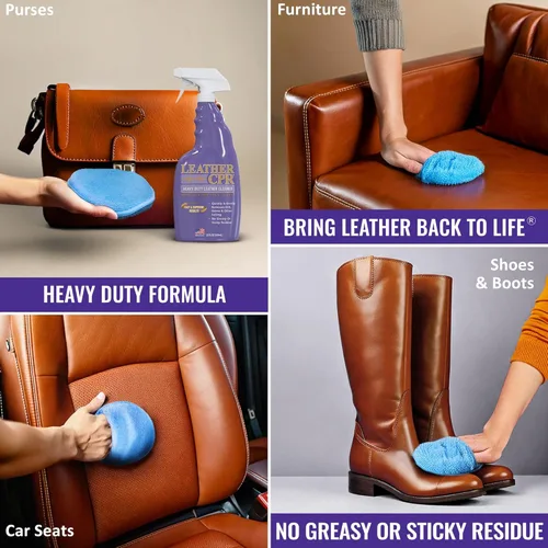 Vista 4 de Leather CPR Limpiador y acondicionador de 18 onzas + limpiador de cuero resistente de 22 onzas kit para sofás, muebles, asientos de automóvil